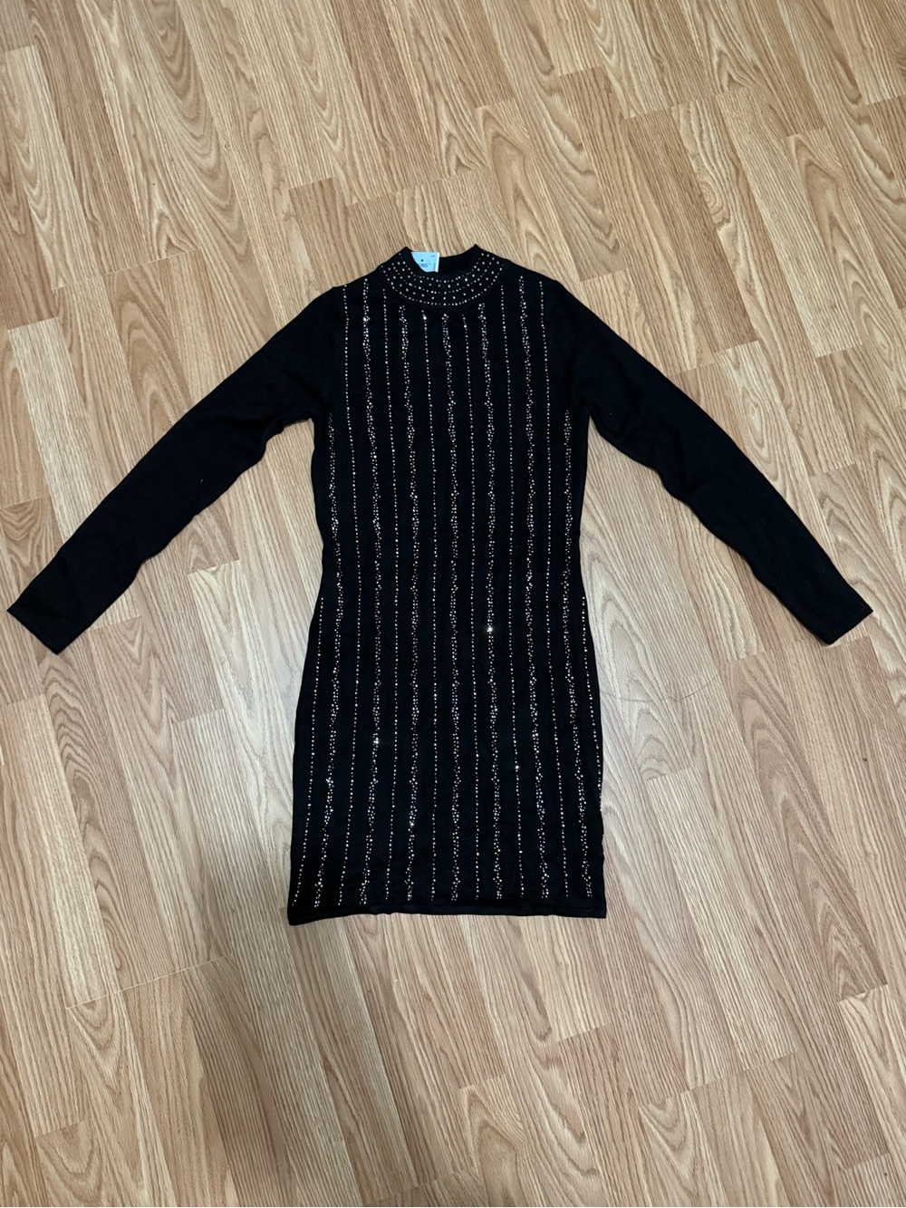 Black Studded Knit Bodycon Dress
